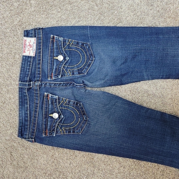True Religion Blue Flare Wide Leg Jeans Classic Style - Picture 6 of 7